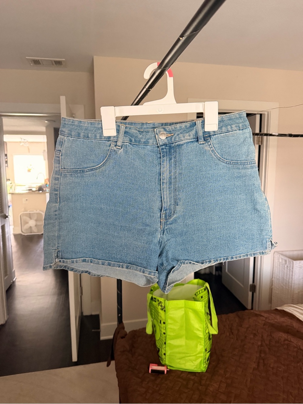 H&M Light Blue High-Waist Denim Shorts